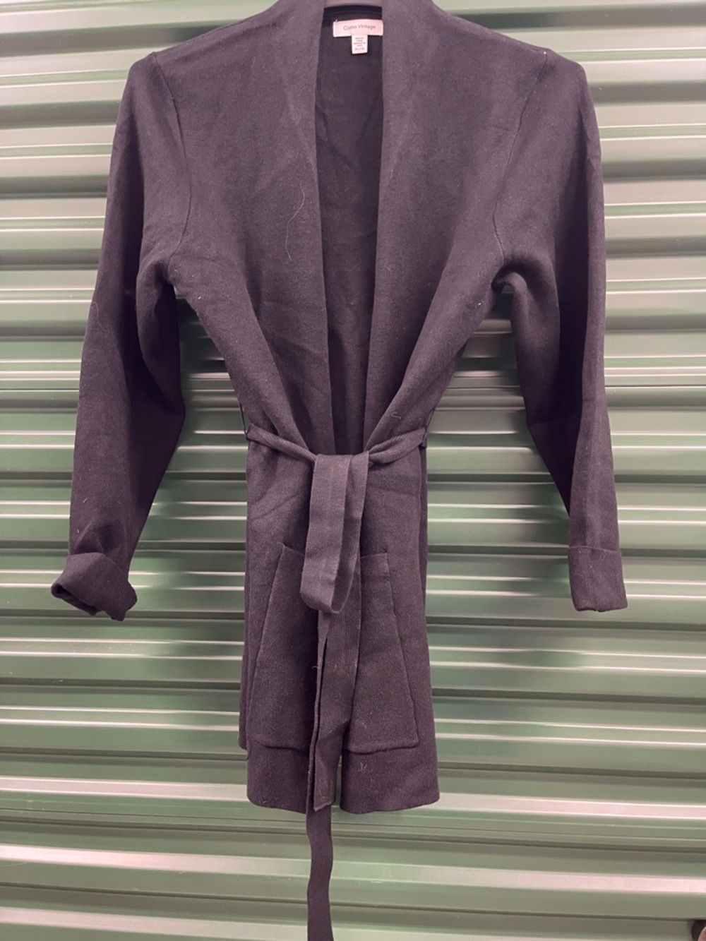 Como Vintage Black Belted Open-Front Cardigan